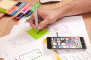 Arquitetura da informação: planejamento visual de wireframes e fluxos de um site antes do desenvolvimento